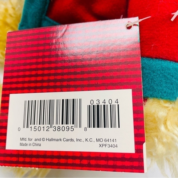 Hallmark Merrily Bear Christmas Plush Stuffed Toy w/ Plaid Head Band/Sucks NWT - Picture 4 of 6
